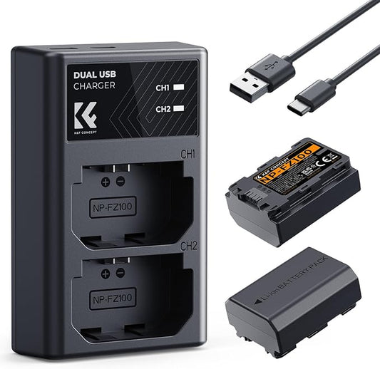 K&F CONCEPT NP-FZ100 2280mAH Battery and Dual Slot Charger Set by KFCONCEPT