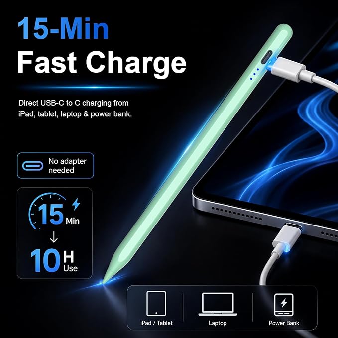 HATOKU Stylus Pen for iPad 2018-2026, 15 Mins Fast Charging Pencil 1st Gen - Image 2