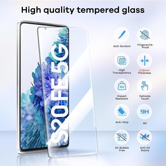 4+4 Pack for Samsung Galaxy S20 FE 5G Screen Protector & Phone Camera Lens - Image 3