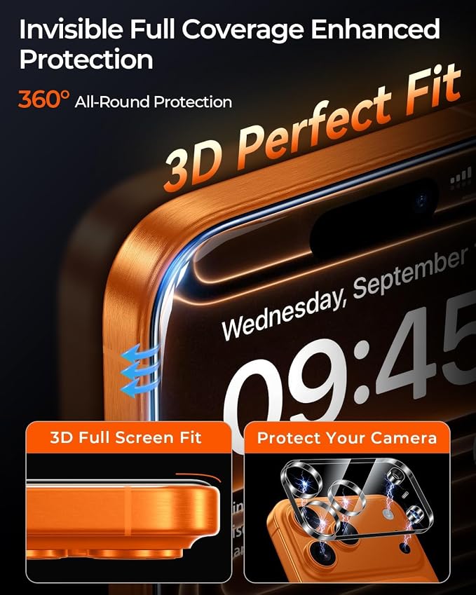 MRGLAS TOP 9H+ Glass 2+2 Packs for iPhone 17 Pro Privacy Screen Protector - Image 5
