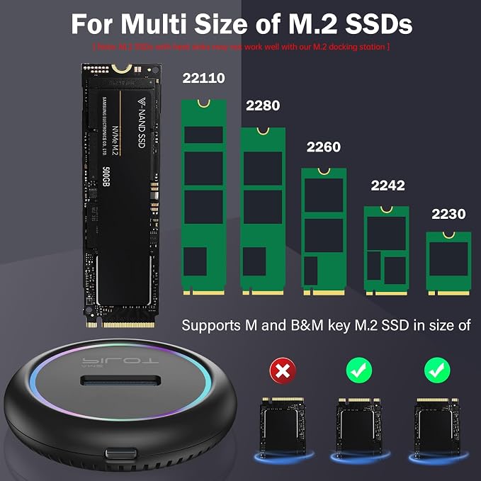 M.2 NVMe & SATA to USB C Docking Station, M.2 SSD to USB A C Reader Adapter - Image 3