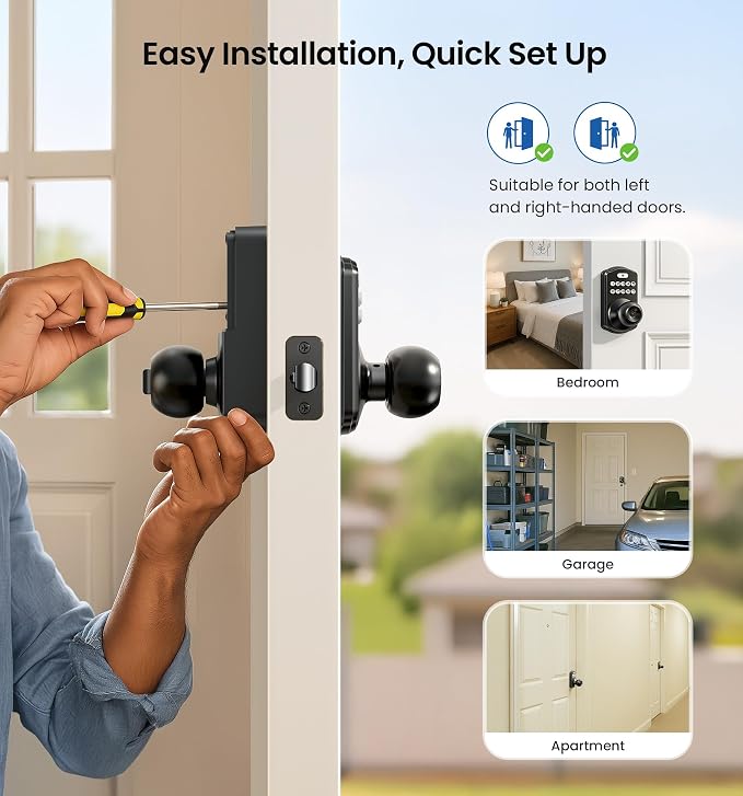 Veise KS03 Keypad Door Knob Lock, Keyless Entry Digital Lock - Image 7