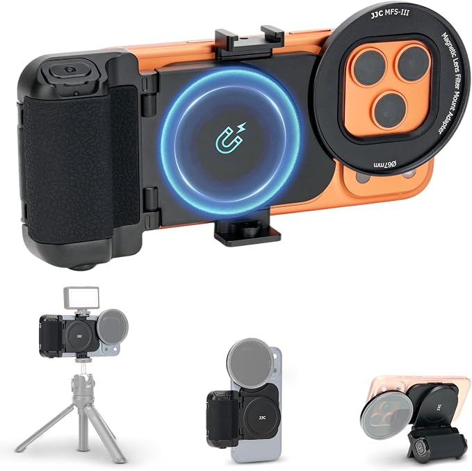 Upgraded 67mm Phone Lens Filter Mount + Phone Camera Grip Set by JJC