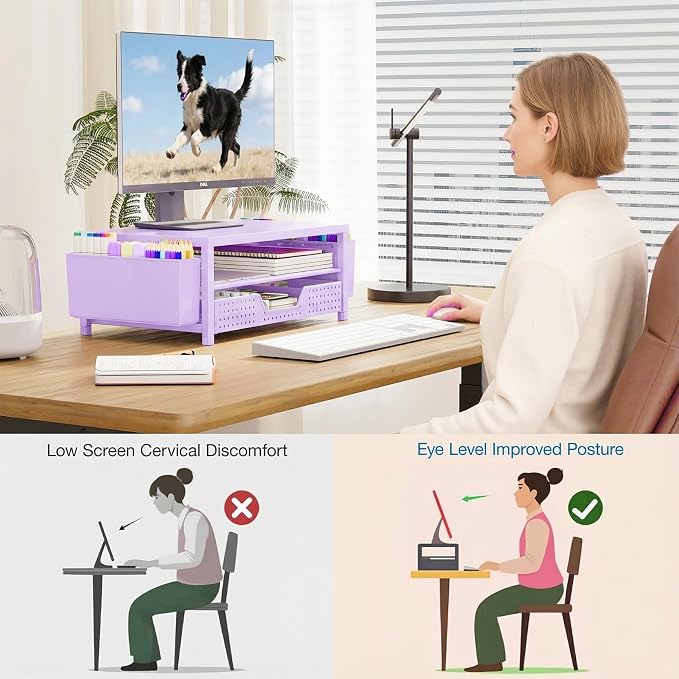 OPNICE Desk Organizers and Accessories, 2-Tier Computer Monitor Stand Riser - Image 2