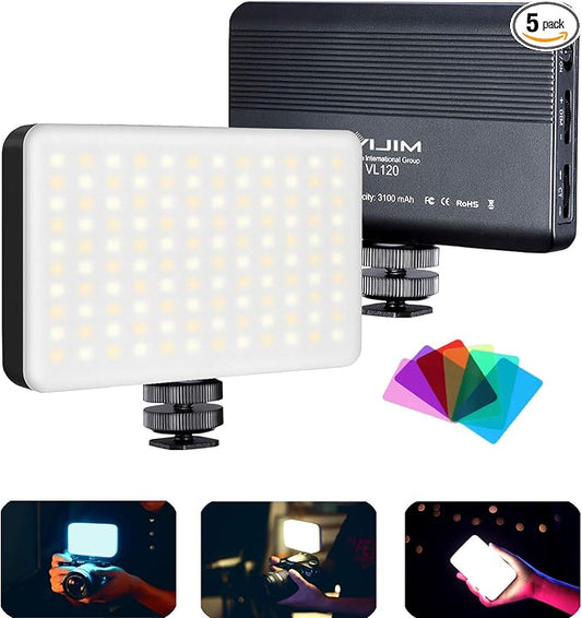 VIJIM VL120 LED Video Light on Camera, 6 Color Filters Mini Rechargeable LED by VIJIM