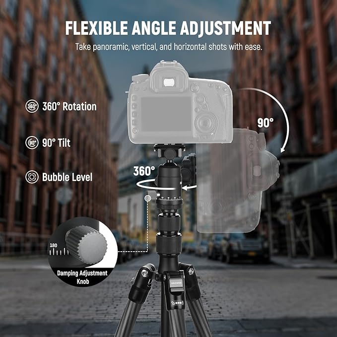 NEEWER Carbon Fiber Camera Tripod Monopod, 360° Ball Head, Anti Slip QR Plate - Image 6