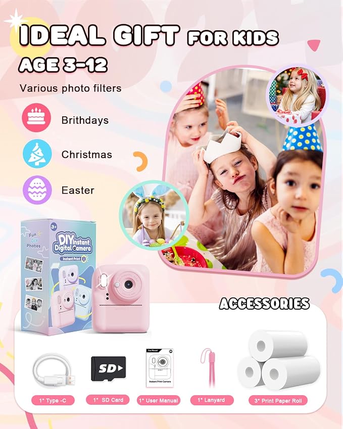 JOYJAM Kids Camera Instant Print, Upgrade Dual-Lens Selfie Digital Camera - Image 7