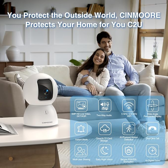 3K Indoor Camera with 64GB Card, Human/Pet/Facial AI Detection, Dog/Cat/Pet - Image 6