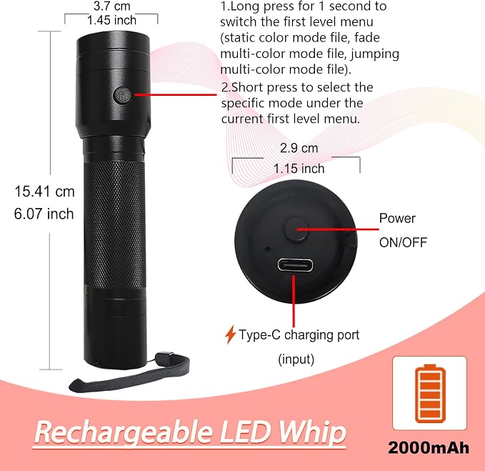 CHINLY LED Whip Lights, Fiber Optic Whip - Image 3