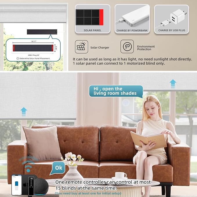 SmartWings Motorized 100% Blackout Shades Blinds, Custom Size, Cordless Window - Image 2