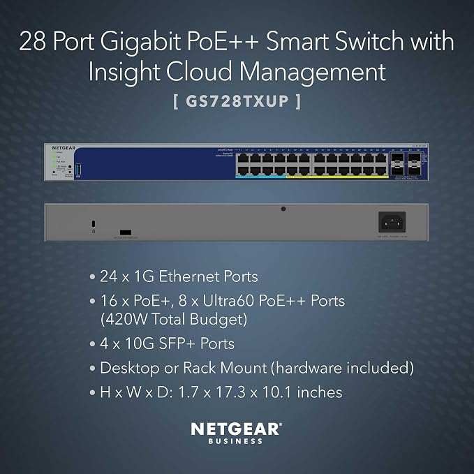 NETGEAR 28-Port Ultra60 PoE+ Gigabit Ethernet Smart Switch - Image 2