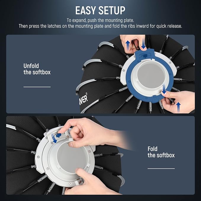 NEEWER Parabolic Softbox Kit, 35.4" Bowens Mount Soft Box - Image 2