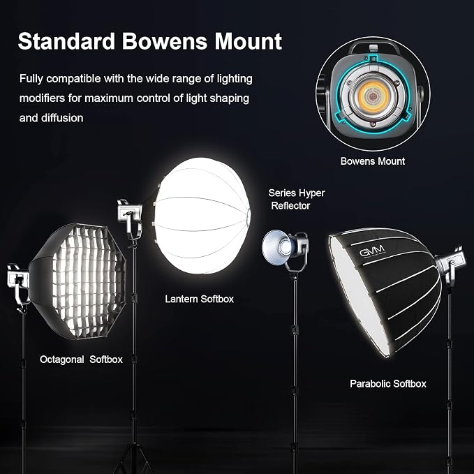 GVM 150W RGB Video Light Kit, 2700K~7500K Bi-Color LED Video Light Photography - Image 4