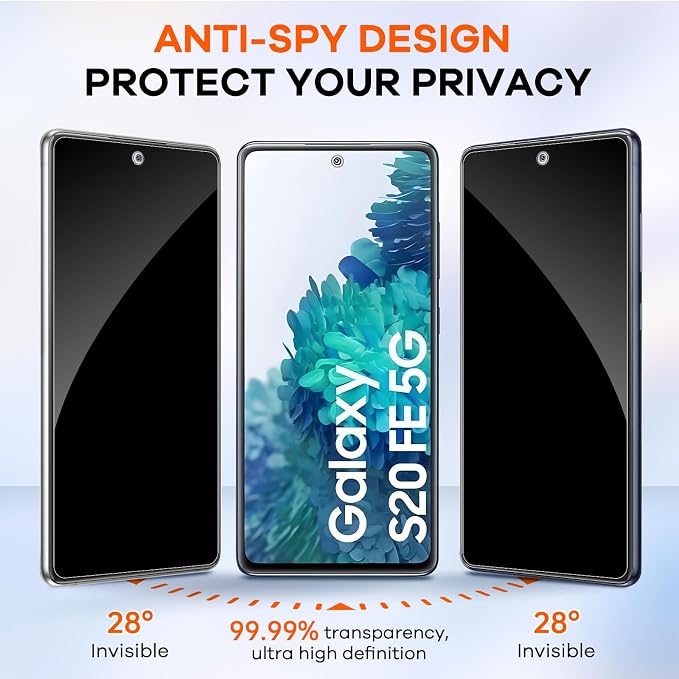 3+3 Pack for Samsung Galaxy S20 FE 5G Privacy Screen Protector & Phone Camera - Image 3