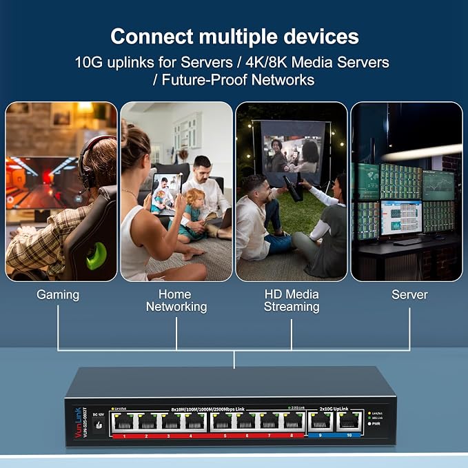 10Gb Ethernet Switch with 8 x 2.5GbE RJ45 + 2 x 10GbE RJ45 Ports, VunLink 10 - Image 6