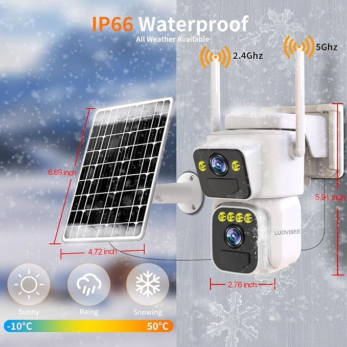 Luovisee Solar Security Cameras Outdoor Wireless, 2.4G/5G WiFi Cameras - Image 9
