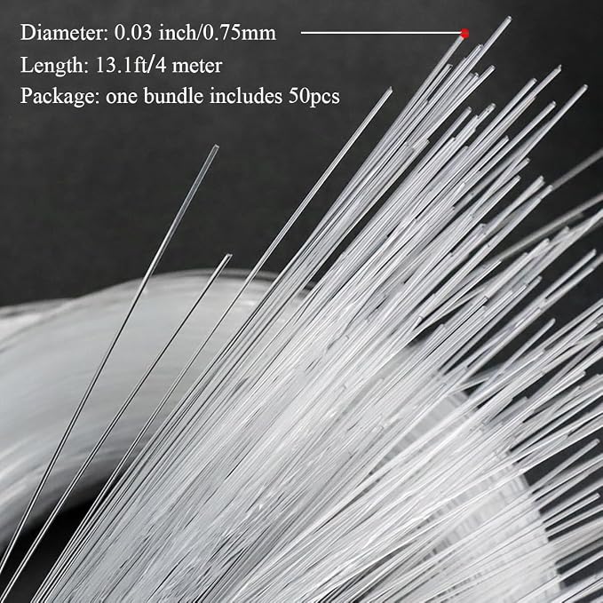 AKEPO PMMA END Glow Fiber Optic 50pcs 13.1ft/4m Ф0.03in Fiber Strands - Image 4