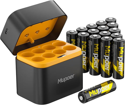 Rechargeable AA Lithium Batteries by Mupoer