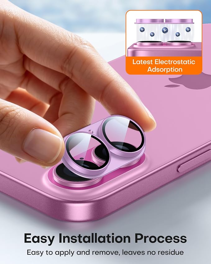 TAURI 2 Pack for iPhone 16/16 Plus Camera Lens Protector, Full Coverage - Image 4