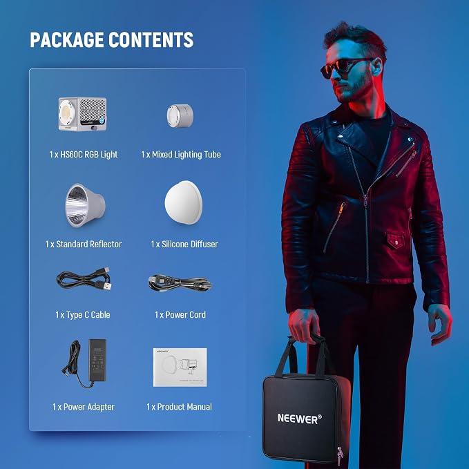 NEEWER 60W Portable RGB LED Video Light Handheld Fill Light, APP/2.4G/Panel - Image 9