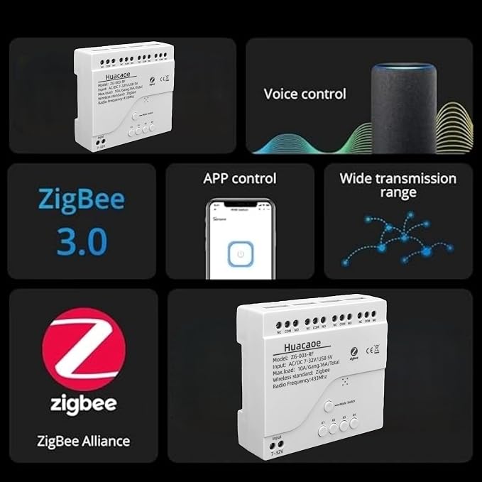 Zigbee 4CH DC7-32V USB 5V Relay Smart Switch Module, Wireless APP Remote Control - Image 3
