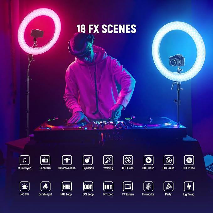 NEEWER 18 Inch RGB LED Ring Light APP Control - Image 4
