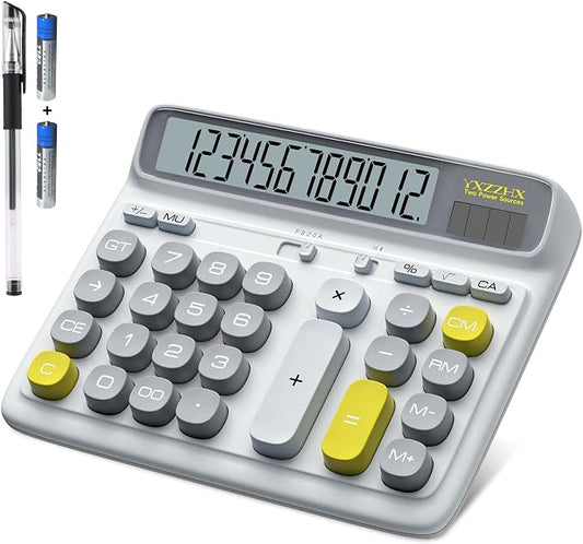 Desktop Calculator with Extra Large 5-Inch LCD Display, 12-Digit Two Way Power by yxzzhx