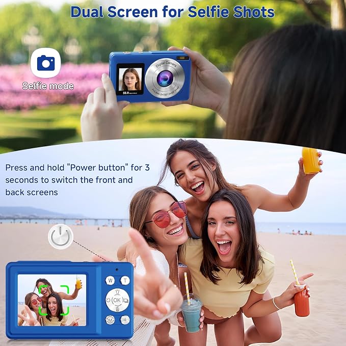 Digital Camera, 56MP 2.7K Dual-Screen Selfie Camera - Image 4