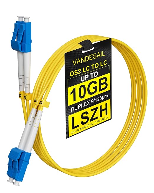 75FT Singlemode OS2 LC to LC Fiber Cable, Individually Tested, Low Insertion by VANDESAIL