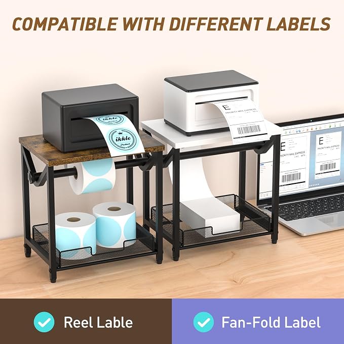 ikkle Label Holder for Rolls and Fanfold Labels, Wooden Thermal Label Holder - Image 2