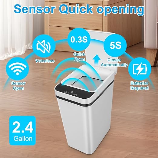 2 Pack Bathroom Trash can, Smart Touchless Trash Can, Automatic Motion Sensor - Image 5