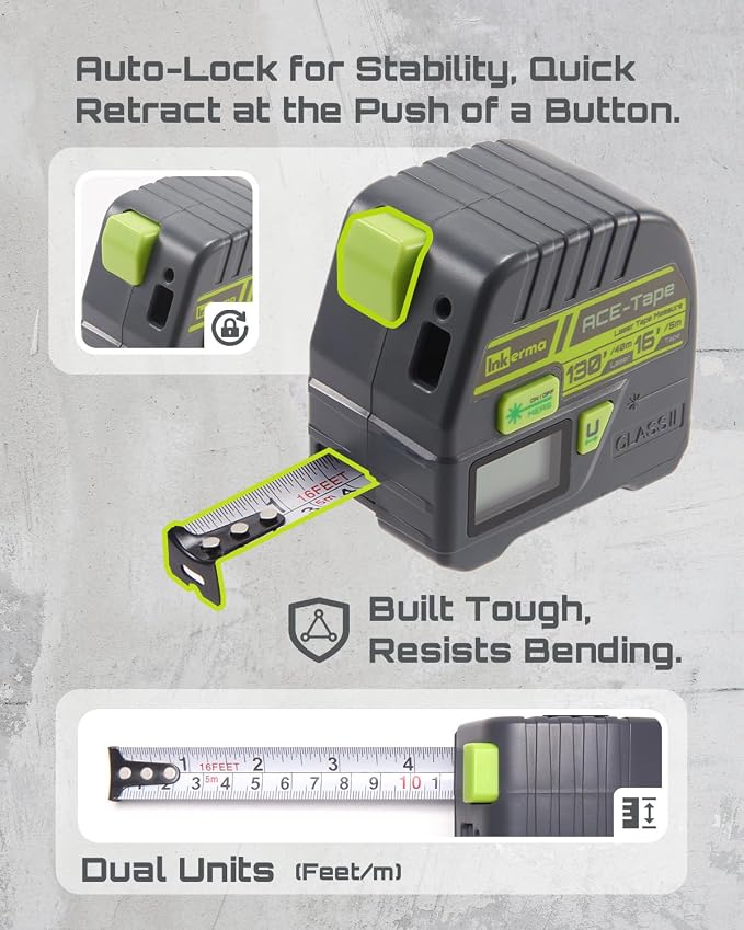 Laser Tape Measure 2-in-1, Inkerma 130Ft Laser Measurement Tool & 16Ft - Image 3