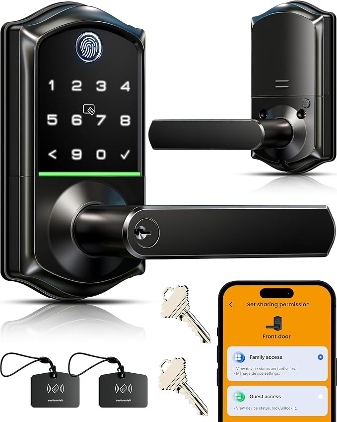 Veise VE019 Fingerprint Smart Lever Lock, App Control, Keyless Entry Door Lock by Veise