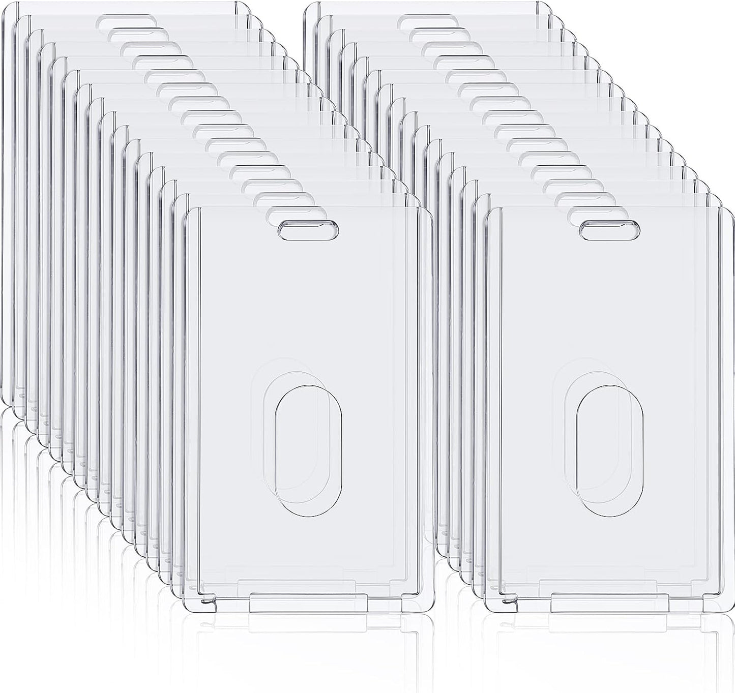 Chinco 60 Pcs Vertical Acrylic Badge Holders Waterproof Clear ID Holder Heavy Duty Card Holder Plastic Protector Cover Transparent Badge Protector Vertical in Office Products