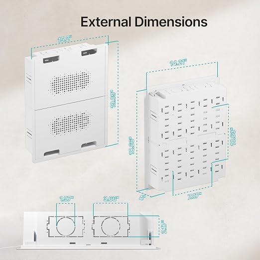 17" in-Wall Media Box, Recessed Outlet Wall Box, Structured Media Enclosure - Image 5