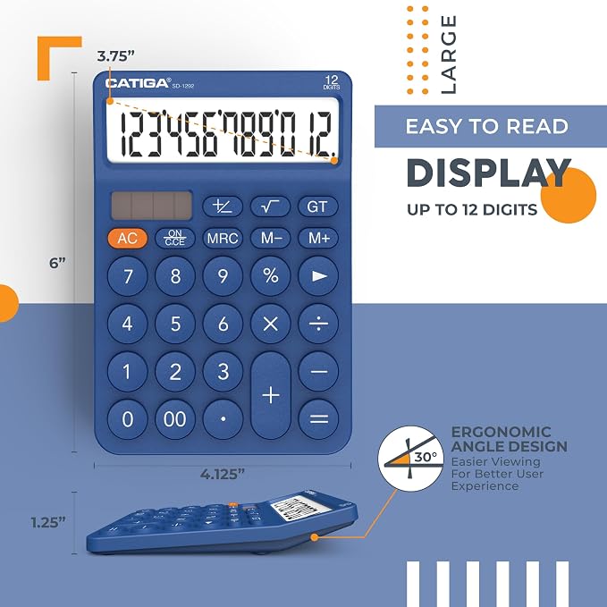 CATIGA 12 Digit Desktop Calculator Basic Desk Calculator - Image 3