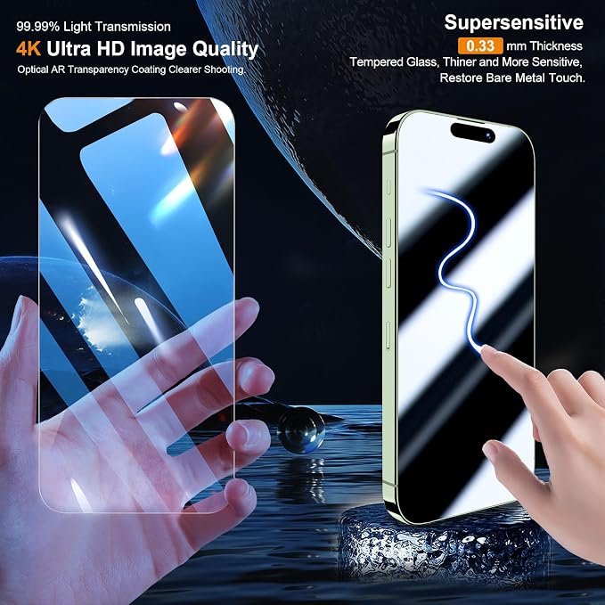 QHOHQ 3 Pack Screen Protector for iPhone 15 Plus - Image 2
