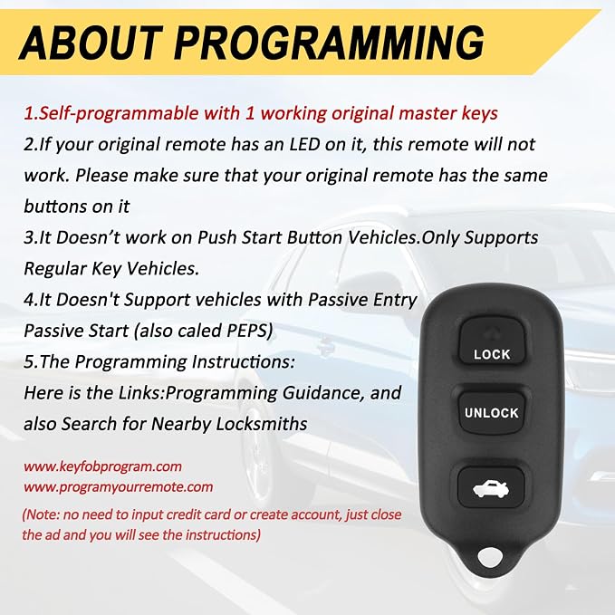 Vurkcy Key Fob Replacement for 2002-2006 Toyota Camry/ 03-08 Matrix/ 99-03 - Image 6