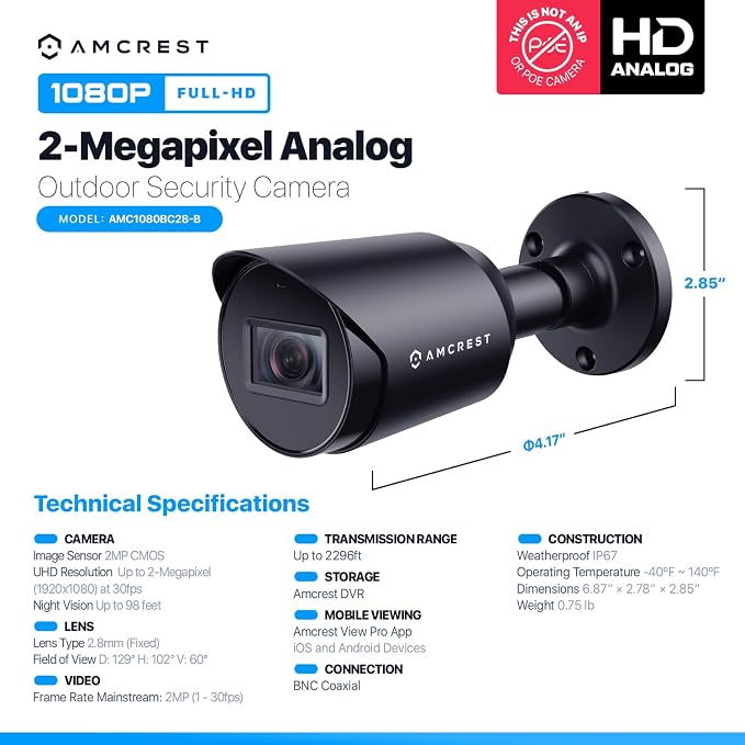 Amcrest Full HD 1080P Bullet Outdoor Security Camera, 2-Megapixel, 98ft Night - Image 5