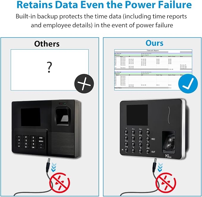 NGTeco Time Clocks for Employees Small Business, W3 2.4GHz WiFi Biometric - Image 7