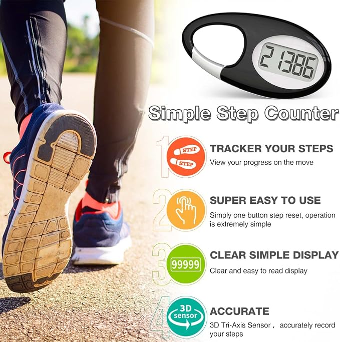 Simple 3D Step Counter, Walking Pedometer, Steps Tracker - Image 2