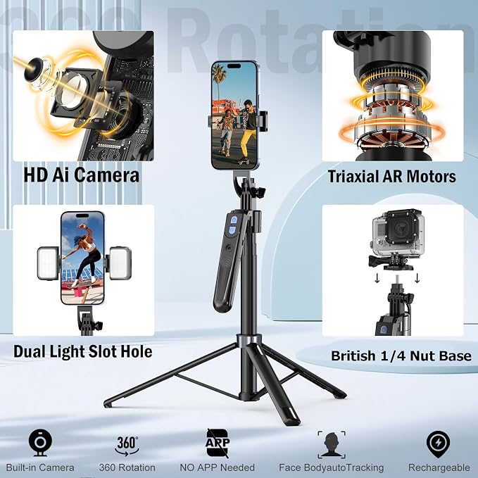 Auto Face Tracking Tripod 360 Rotation - Image 3