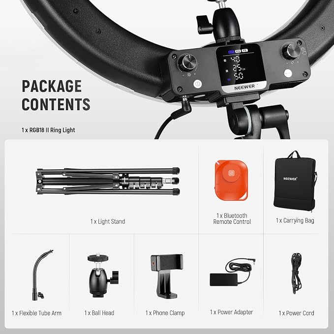NEEWER 18 Inch RGB LED Ring Light APP Control - Image 9