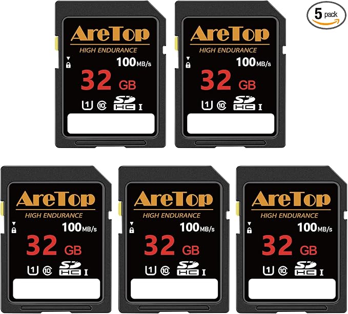 AreTop SD Card 32GB, 5 Pack UHS-I Class 10 SDHC Memory Card, 5 Pack 32GB Full by AreTop