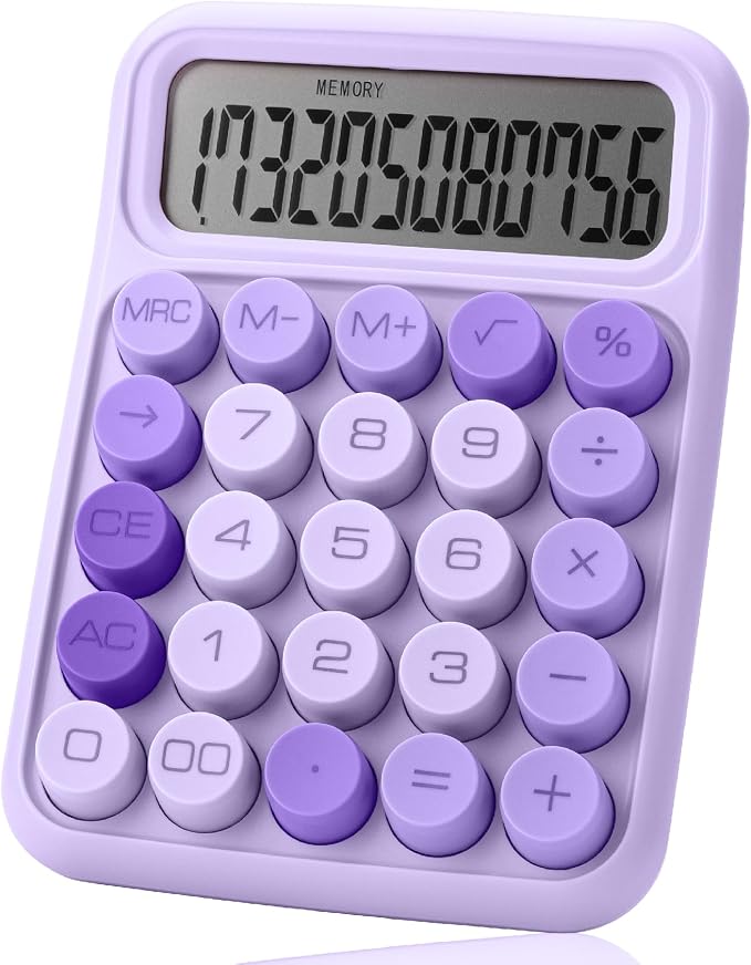 Mr. Pen- Mechanical Switch Calculator, 12 Digit Large LCD Display | Purple by MrPen