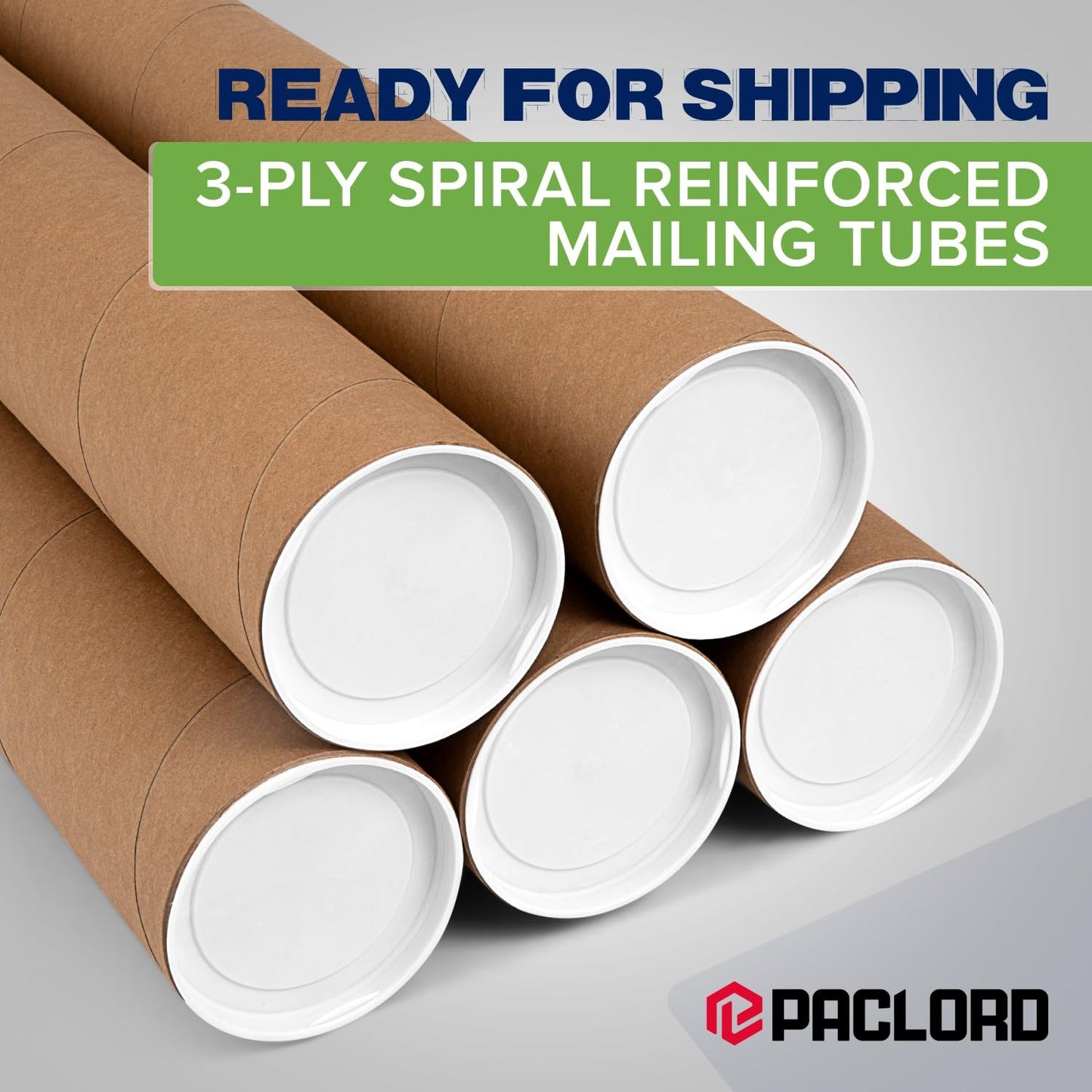 4" x 36" Reinforced Kraft Paper Mailing Tubes, Pack of 4 Tubes with 2 Caps Each – USPS Approved Poster Tube – Made in USA Cardboard Tube for Shipping and Storing Posters, Prints, Artwork, or Documents