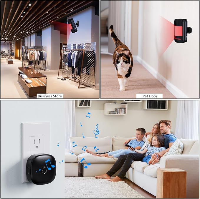 Wireless Motion Sensor Alarm Indoor, 1 PIR Detector + 1 Receiver, Movement - Image 5