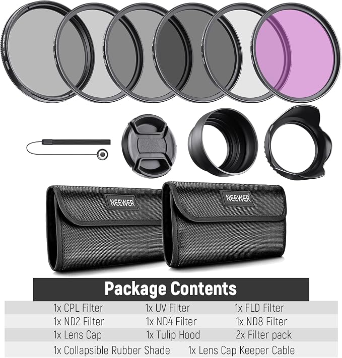 NEEWER 43mm ND Lens Filter Kit: UV, Lens Hood and Lens Cap Compatible - Image 8