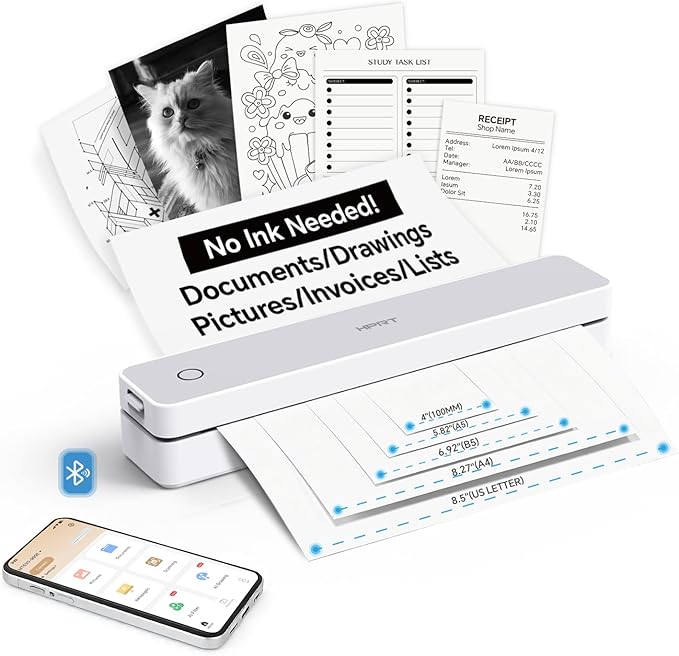 HPRT Portable Thermal Printer-Inkless Printer, Supports Thermal Paper&Labels by HPRT