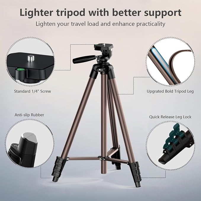 71" Camera Tripod, Lightweight Aluminum Phone Tripod - Image 7